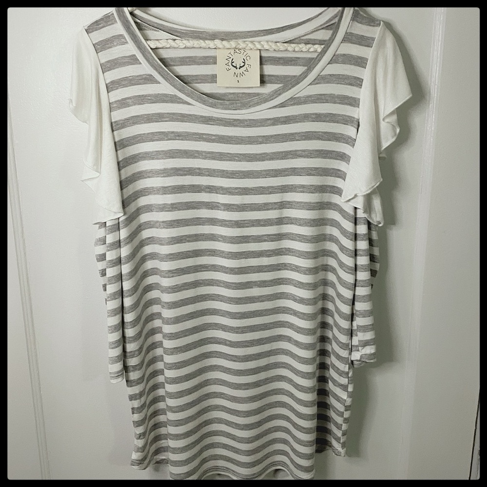 Fantastic Fawn flutter sleeve cold shoulder top